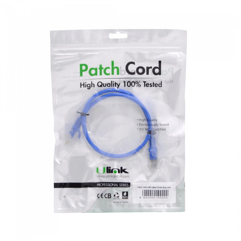 Cable Patch Cat5E Azul 50cm Inyectado Clickbox
