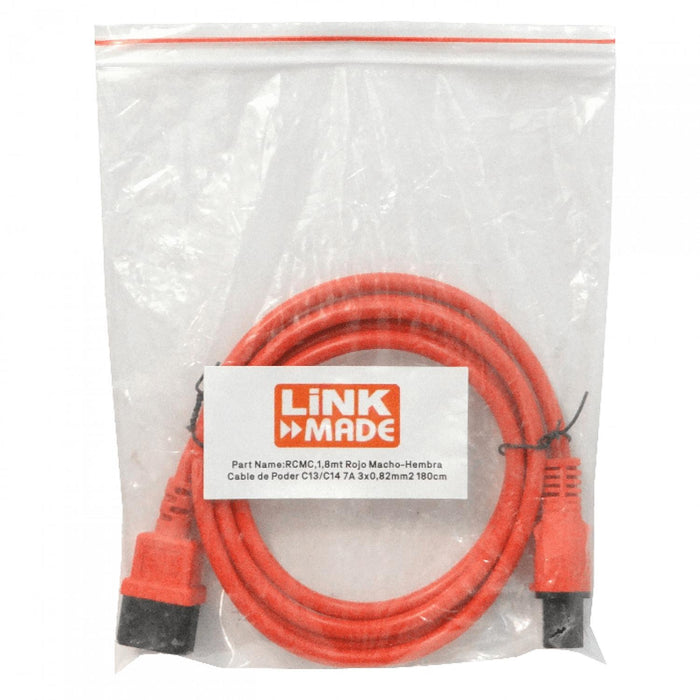 Cable de Poder Rojo 1,8mt C13/C14 7A Clickbox