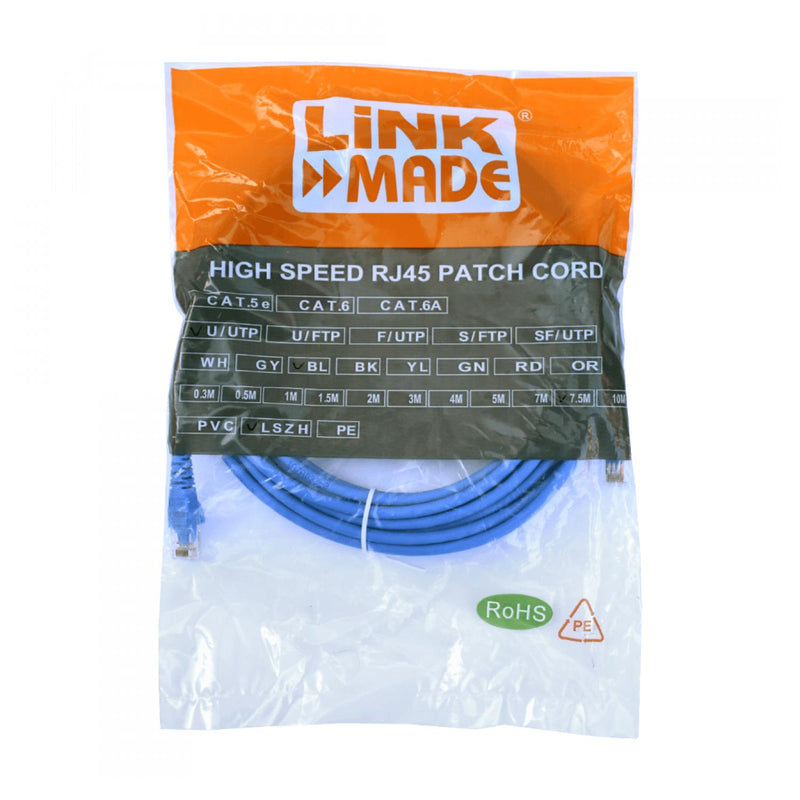 Cable de red Cat5e inyectado azul 7,5m Clickbox