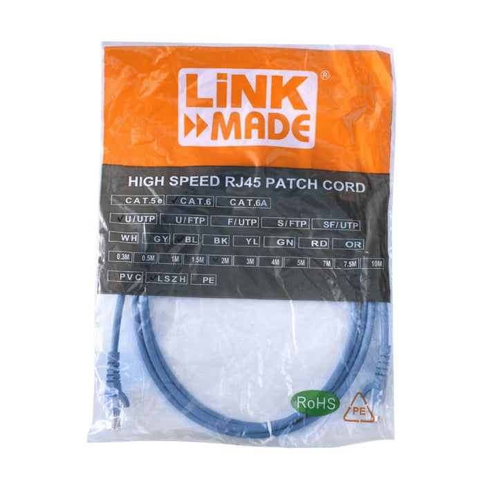 Cable de red Cat6 inyectado azul LSZH 2MT Clickbox