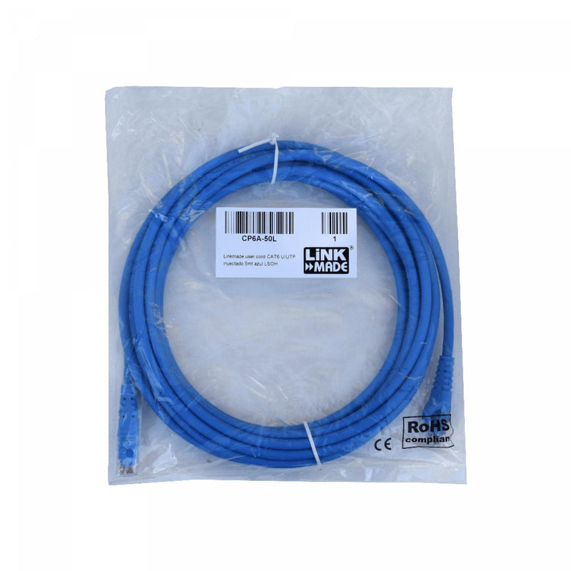 Cable de red Cat6 U/UTP de 5 metros azul LSZH Clickbox