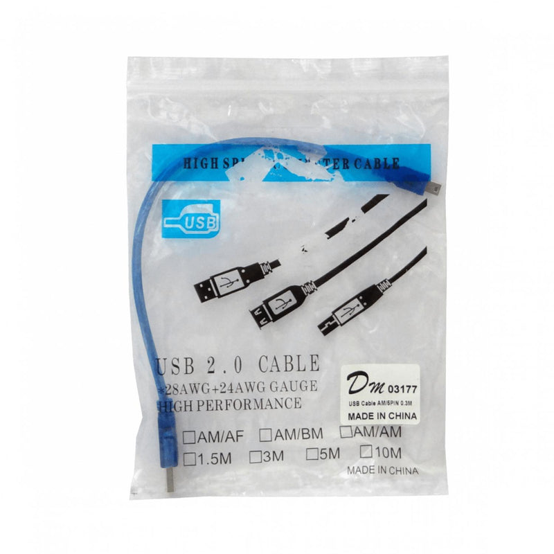 Cable USB A-Mini 5pin-Macho 0,25mt Clickbox