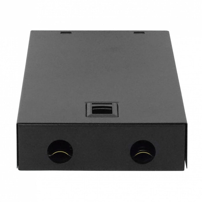 Caja metálica negra para montaje mural con 12 Clickbox