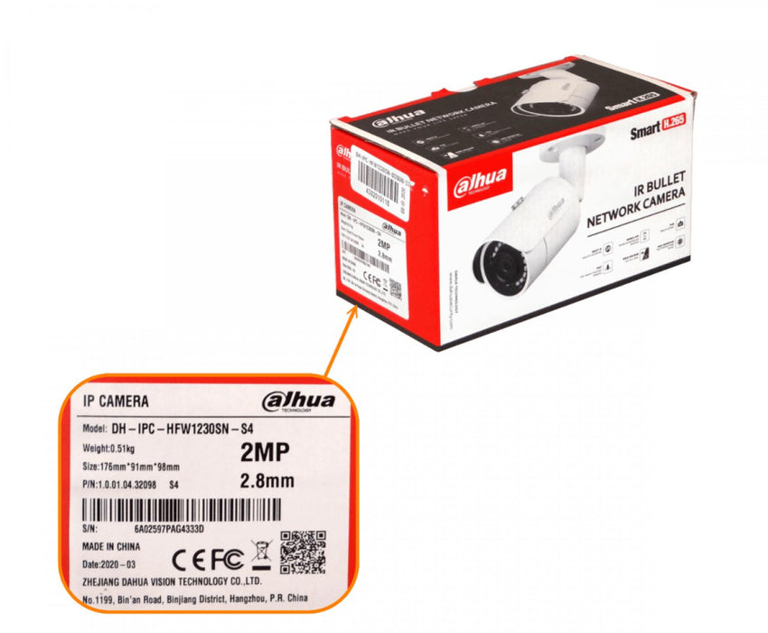 Cámara IP DAHUA Bullet 2,8mm 2MP IR-30mt H.264 Clickbox