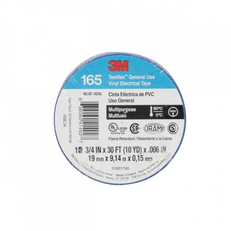 Cinta aislante PVC 19mm azul 600V 90ÂşC Clickbox