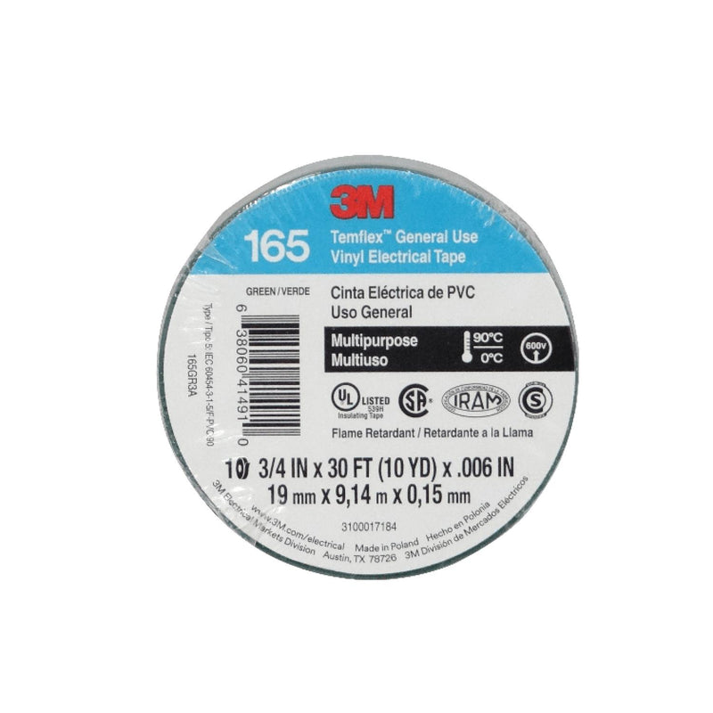 Cinta aislante PVC verde 19mm 0,15mm 600V Clickbox