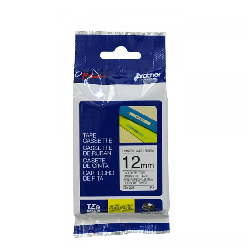 Cinta Brother 12mm Negro sobre Fondo Clickbox