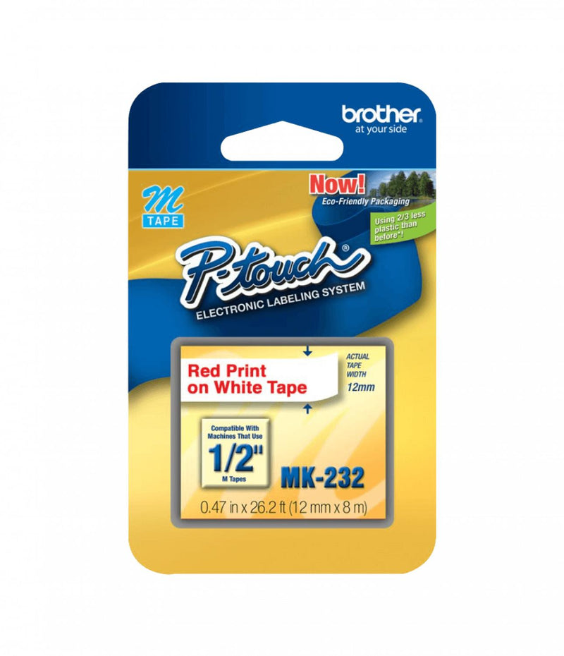 Cinta de etiquetado roja sobre fondo blanco 12mm Clickbox