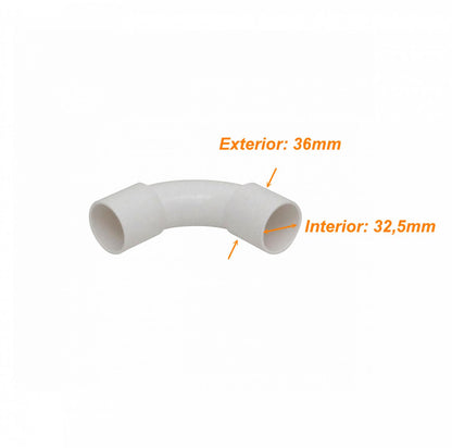 Codo Curva PVC Blanco 32mm para Tubo Clickbox