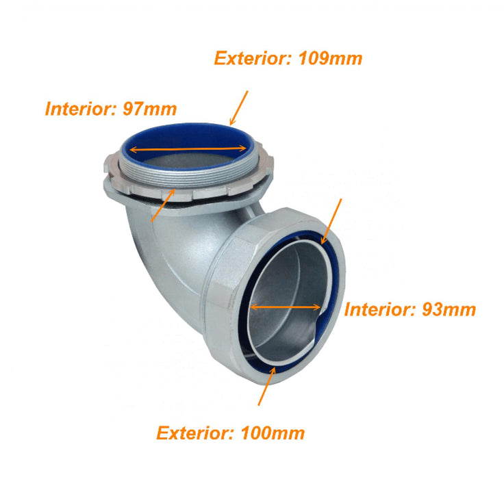 Codo prensa estopa metálico 110mm para flexible Clickbox