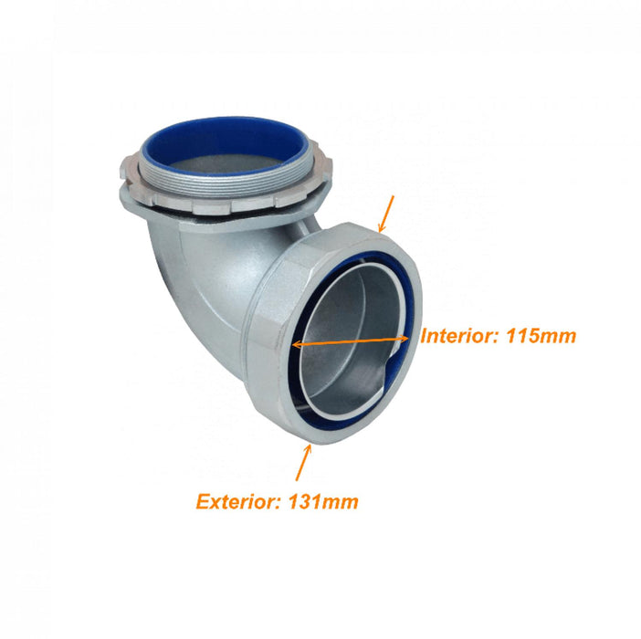 Codo prensa estopa metálico 110mm para flexible Clickbox