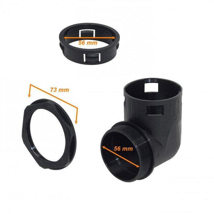 Codo Salida Prensa Estopa 55mm Negro Clickbox