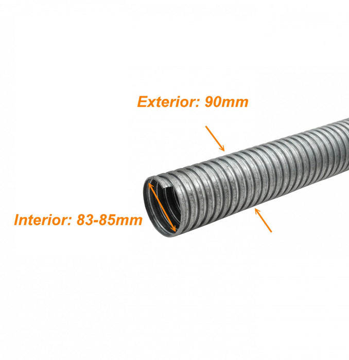 Conduit flexible metálico 90mm, 15mts, diámetros Clickbox