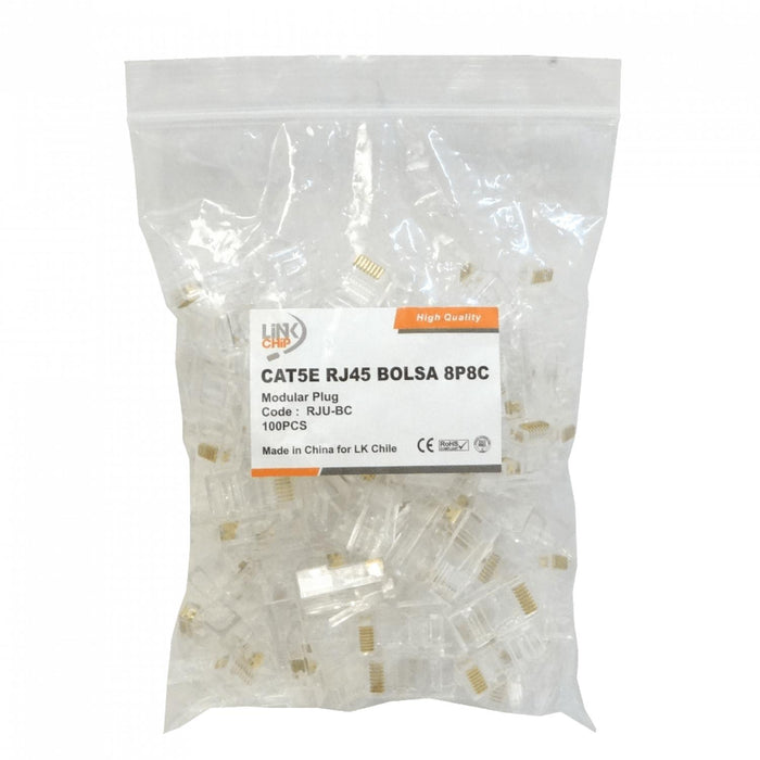 Conectores RJ45 para cable CAT5, bolsa con 100 Clickbox