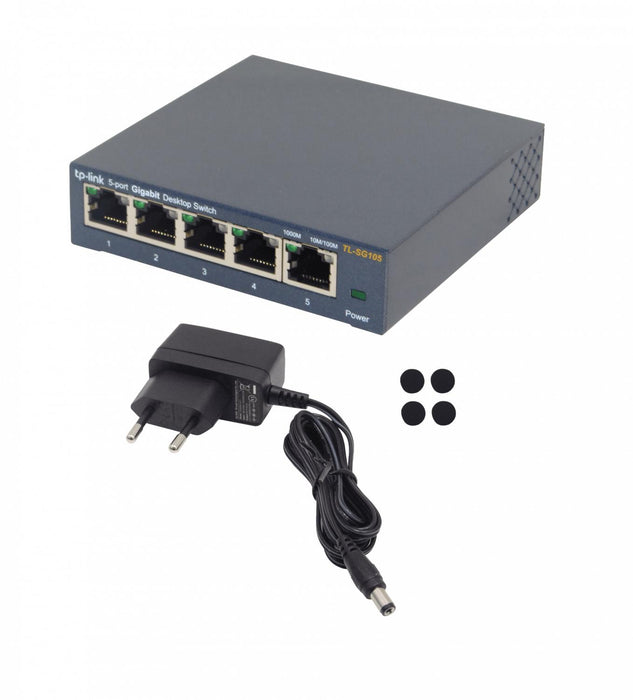 Switch Gigabit Ethernet Metálico de 5 Puertos Clickbox