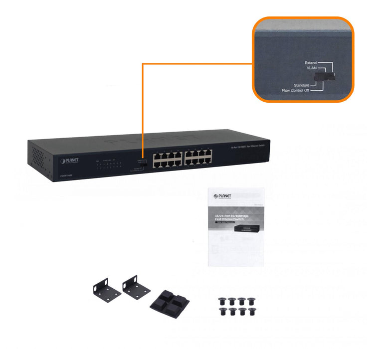 Switch PLANET 16-100 sin administración-L2 Clickbox