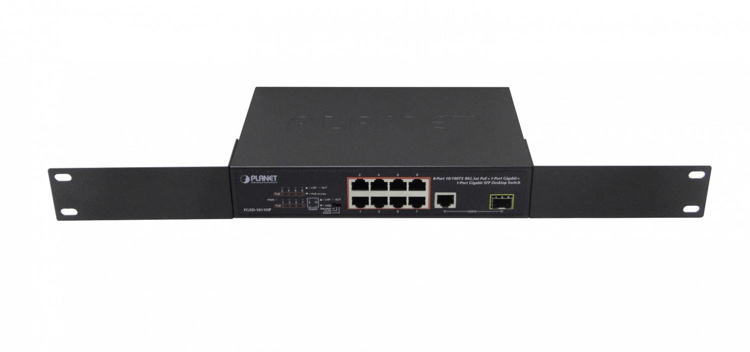 Switch PLANET 8-100-PoE+at 1-1000 1-SFP Clickbox