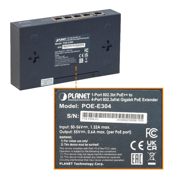 Switch POE+ de 1 entrada y 4 salidas PLANET Clickbox