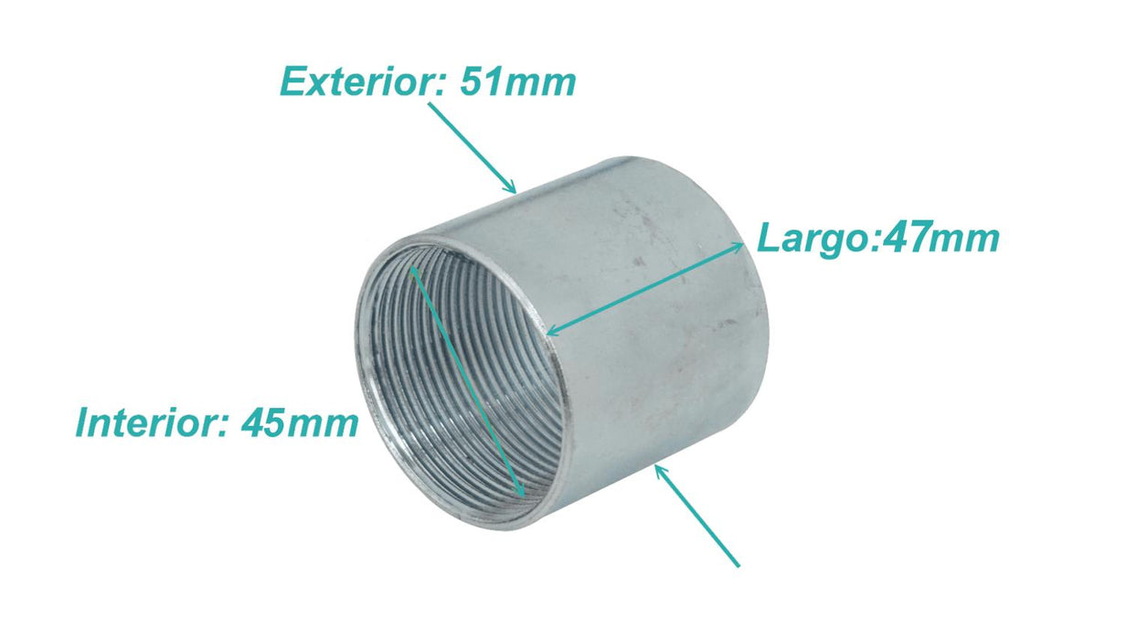 Copla de metal con hilo interno de 1-1/2" y largo Clickbox