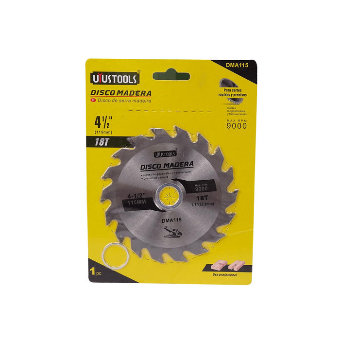 Disco corte madera carburo 115mm 18T Clickbox