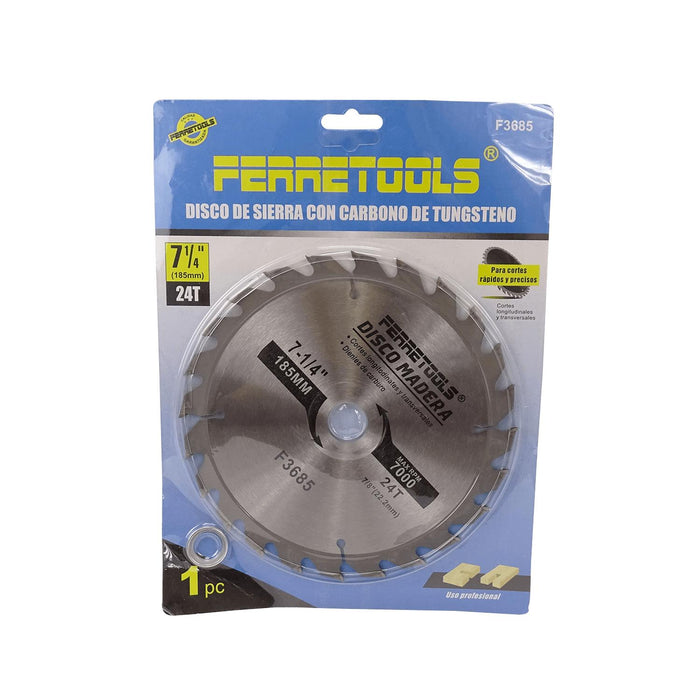 Disco corte sierra madera carburo 185mm 24T Clickbox