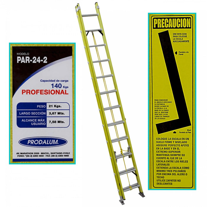 Escalera Telescópica Fibra Vidrio 24 Peldaños - Clickbox