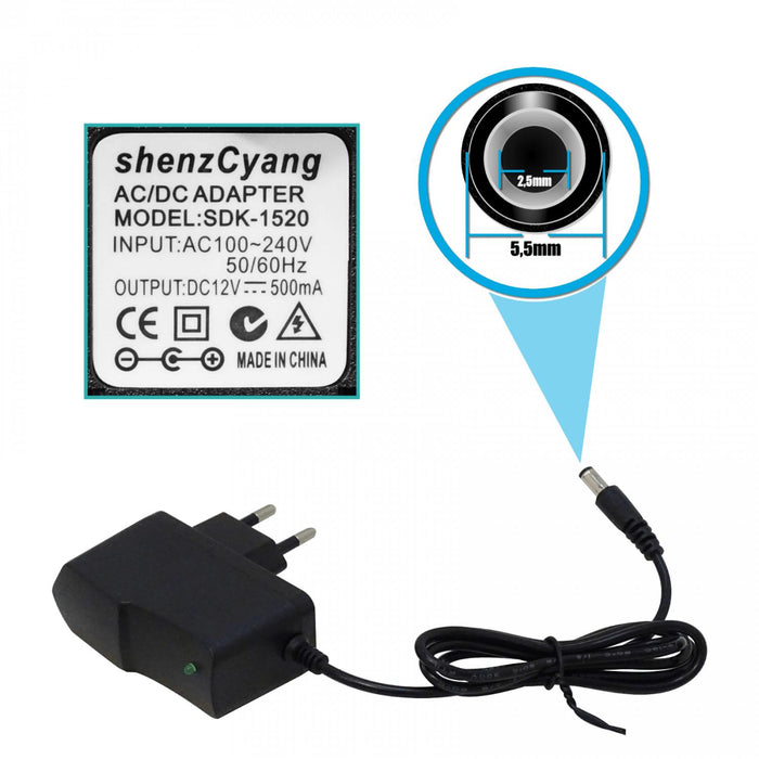 Fuente de alimentación de 12VDC y 0,5A con Clickbox