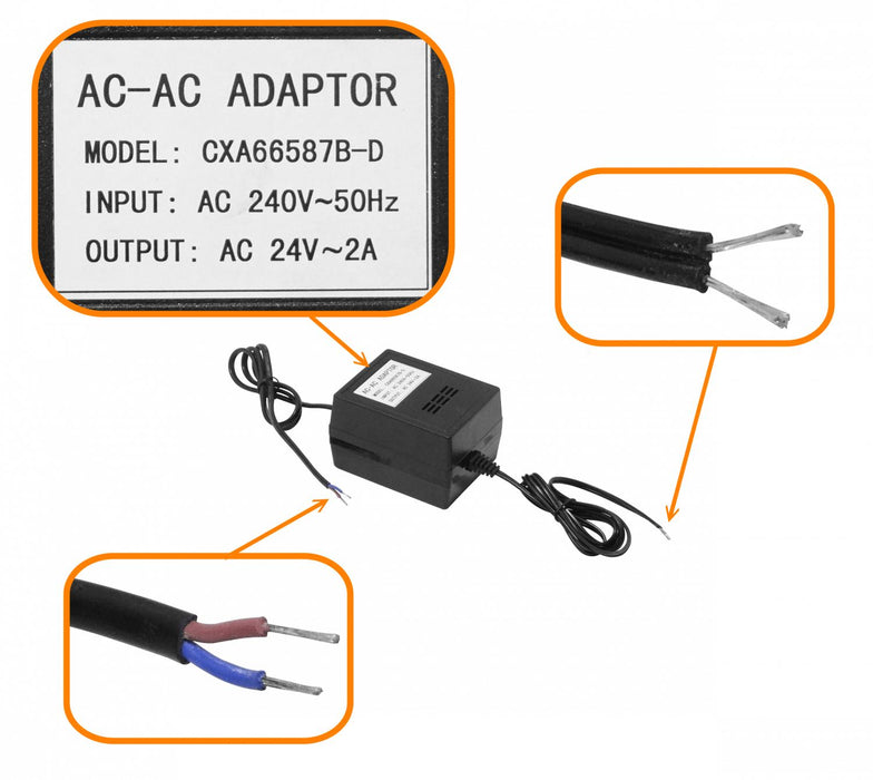 Fuente de Poder 24VAC 2A 48W con Bobina y Cables Clickbox