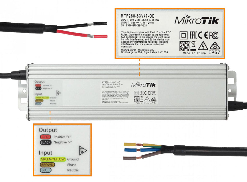 Fuente de Poder Mikrotik 53V 250W IP67 Clickbox