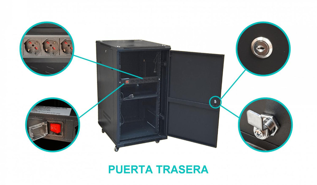Gabinete 22U con Fondo Ciego y Ruedas Clickbox