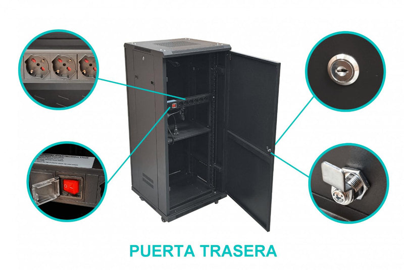 Gabinete 27U Ciego Fondo-60cm Ancho-19pulg Piso Clickbox