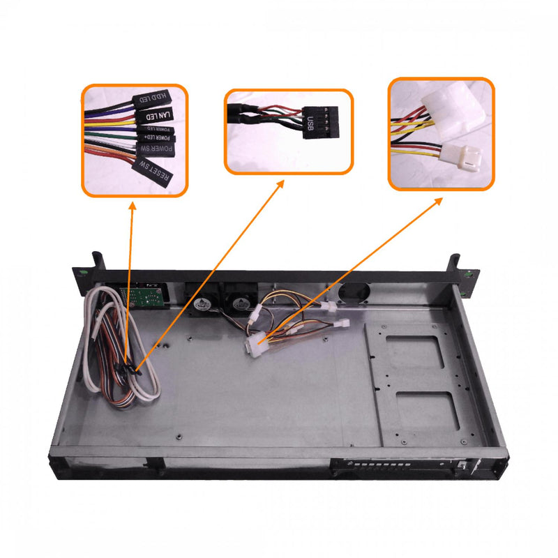 Gabinete LINKMADE para Rack 1U con 2 HDD y 1 Clickbox