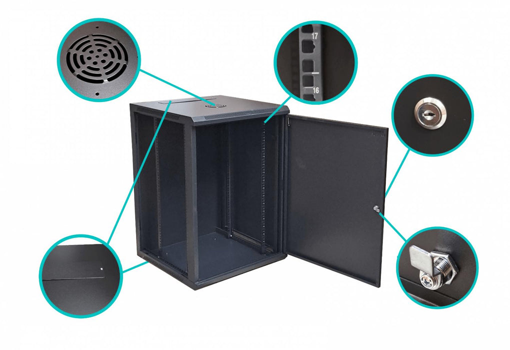 Gabinete Rack 17U Pared 60cm Ancho 19p Clickbox