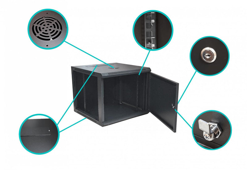 Gabinete Rack 9U 60cm Ancho Pared 51cm Clickbox