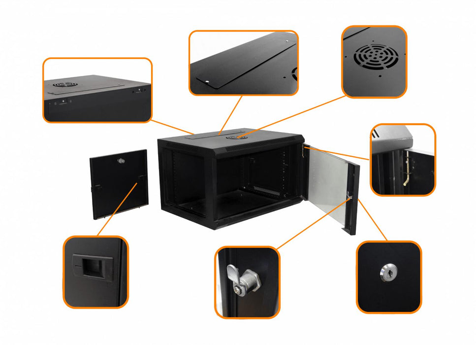 Gabinete Rack Pared LINKMADE 45cm-Fondo 6U Clickbox