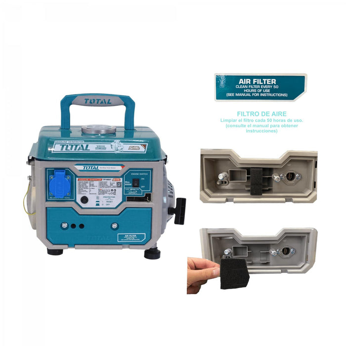 Generador portátil de gasolina 800W con tanque de Clickbox