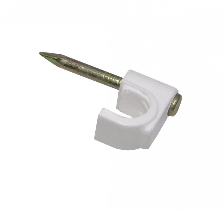 Grampa de Cable Blanco 6x6mm con Clavo Zincado Clickbox