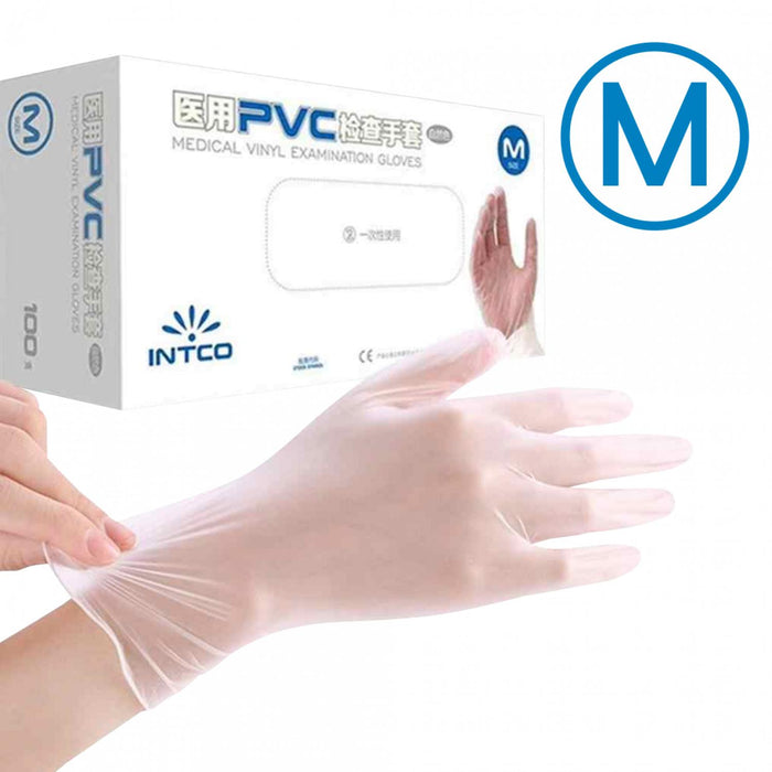 Guantes PVC desechables blancos, 100 unidades, Clickbox