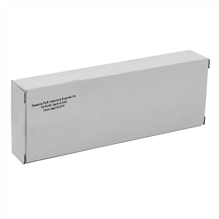 Inyector PoE Pasivo 8 Puertos 1A 16 RJ45 Jack Clickbox