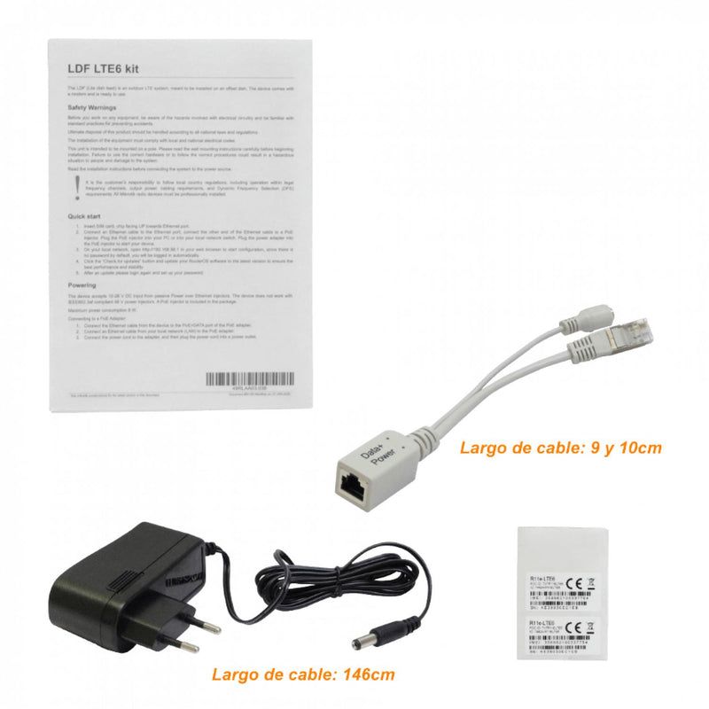Kit de Antena LTE CAT6 MikroTik 8dBi 300/50Mbps Clickbox