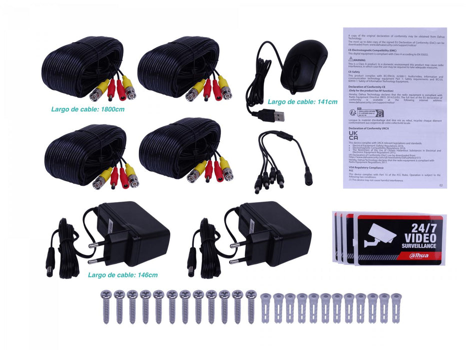 Kit de Seguridad DAHUA con XVR y 4 Cámaras Bullet Clickbox
