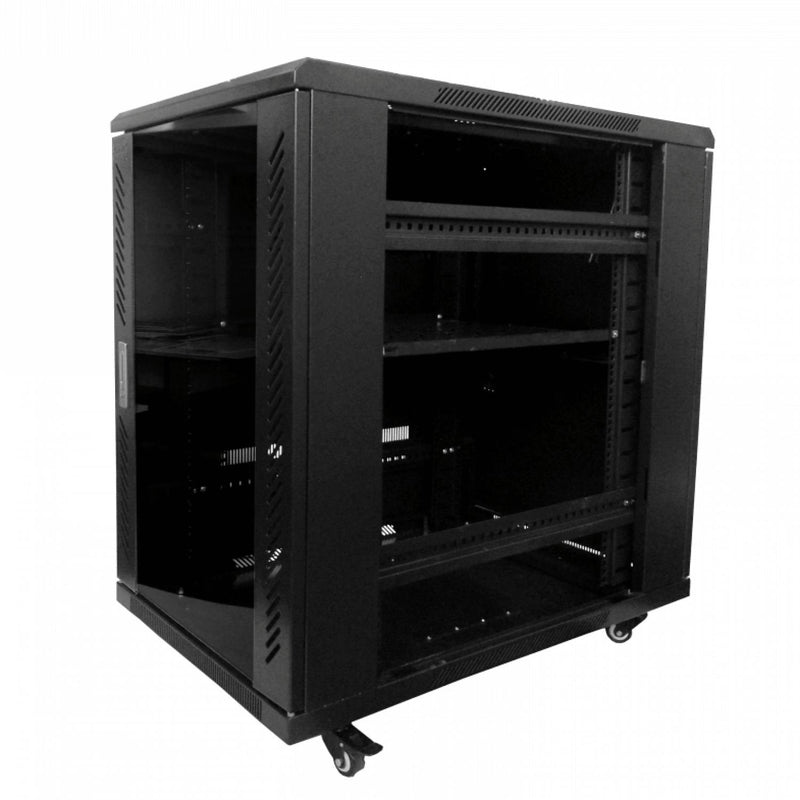 LINKMADE 18U Rack Piso con PDU y Ventilación Clickbox