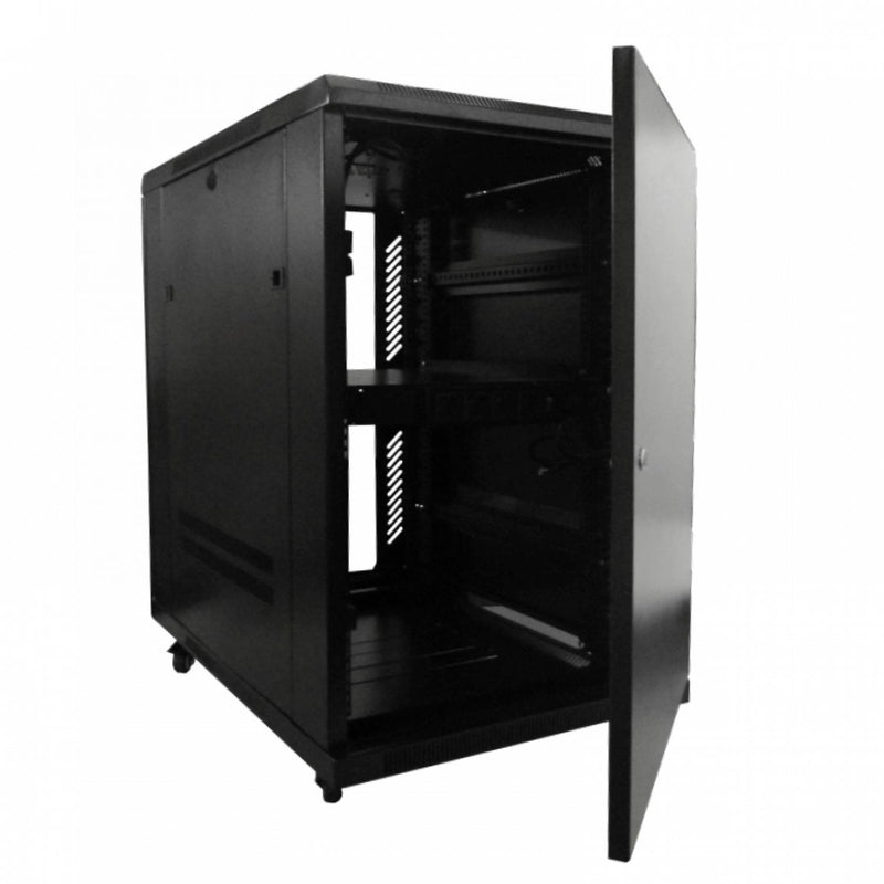 LINKMADE 18U Rack Piso con PDU y Ventilación Clickbox