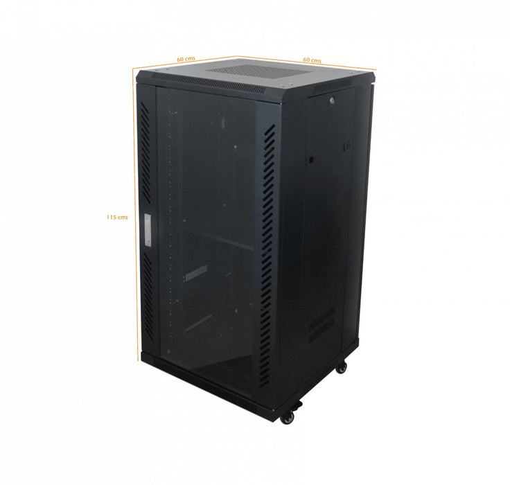 LINKMADE Rack Turbina PDU Negro 22U 600mm Vidrio Clickbox