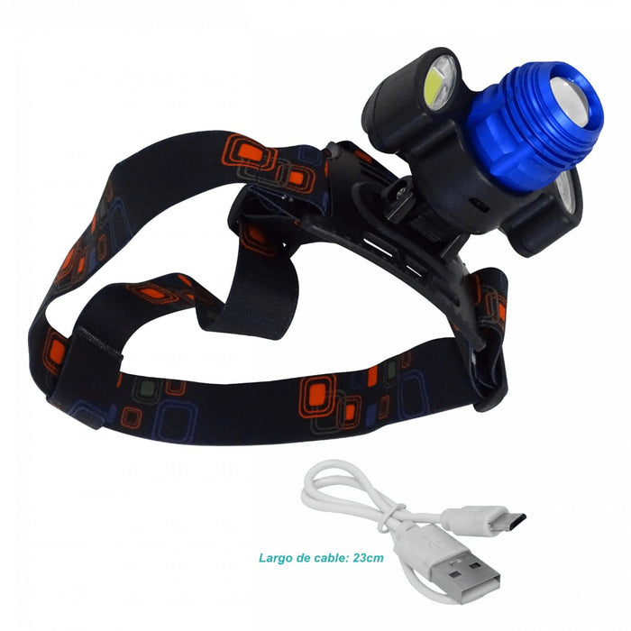 Linterna LED Recargable 3-LEDs Cintillo Cabeza b. Clickbox