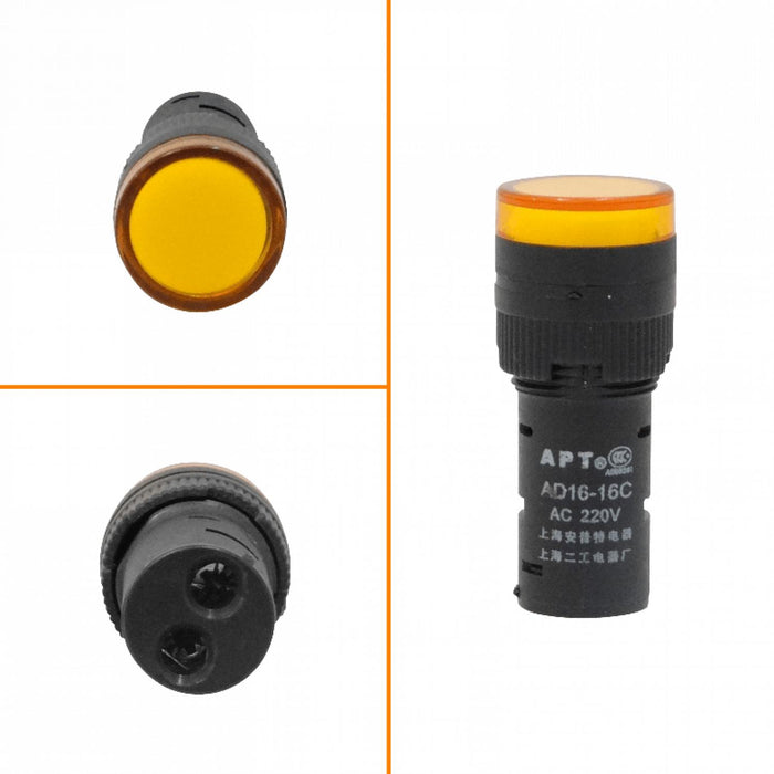 Luz Piloto LED Naranjo 220VAC 14mm 19mm Clickbox