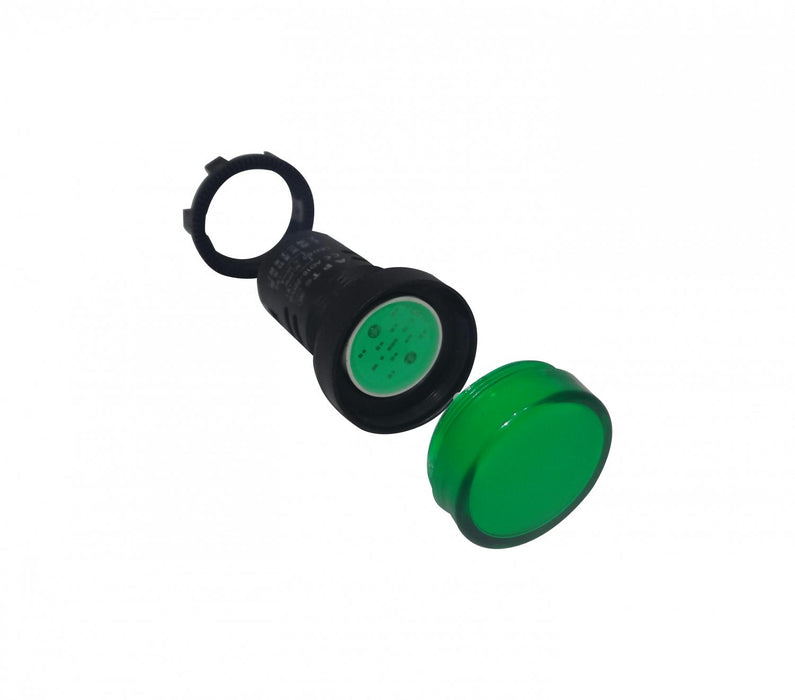 Luz Piloto LED Verde 220VAC 20mm 28mm Clickbox