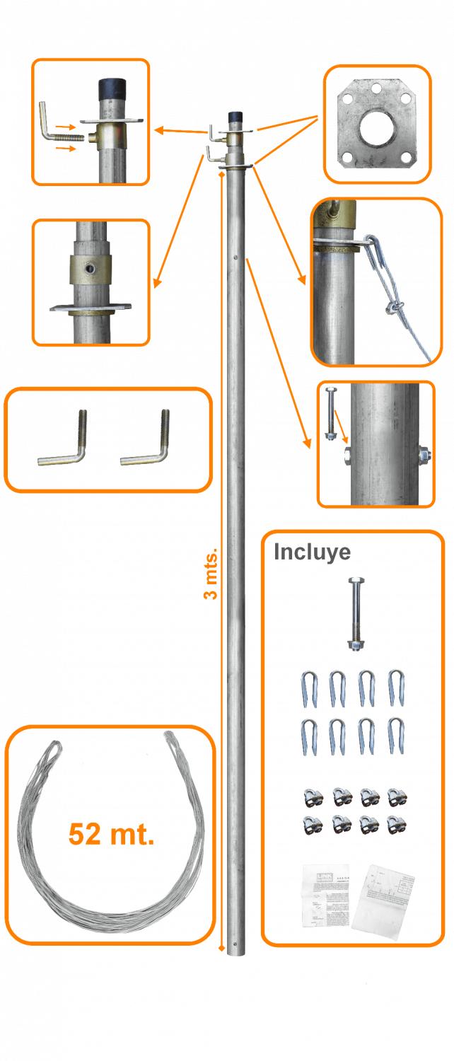 Mástil Telescópico 20 pies 6 metros Clickbox