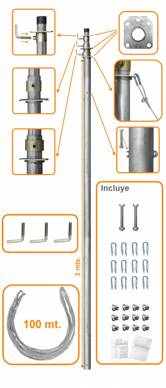 Mástil telescópico de 30 pies para Clickbox
