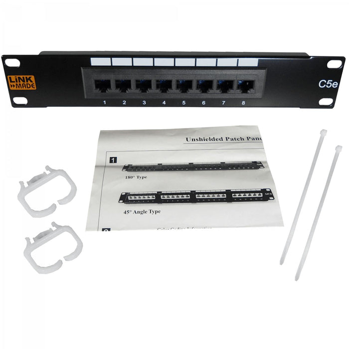 Panel de conexión LINKMADE 8-RJ45 10" 1U Cat5e Clickbox